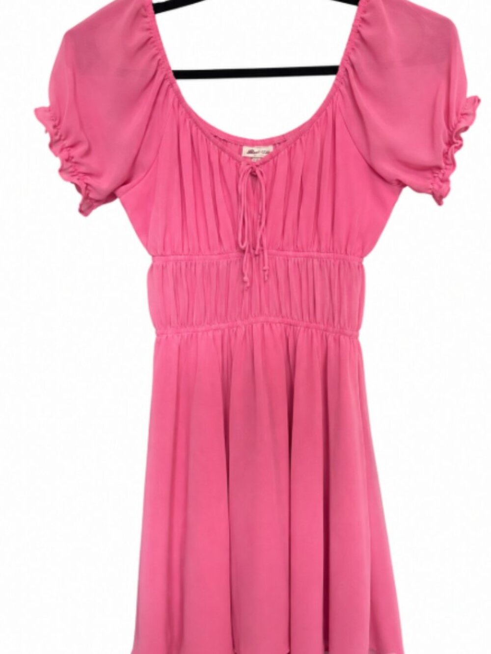 SELFIEE Pink Puff Sleeve Smocked Mini Dress | Women's XS